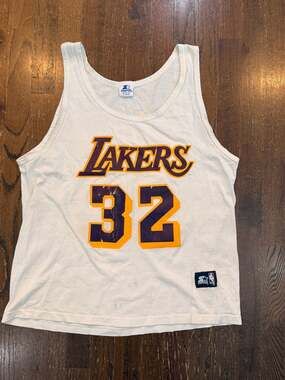 Vintage Starter Magic Johnson Los Angeles Lakers Tank Top White Mens Large  90's
